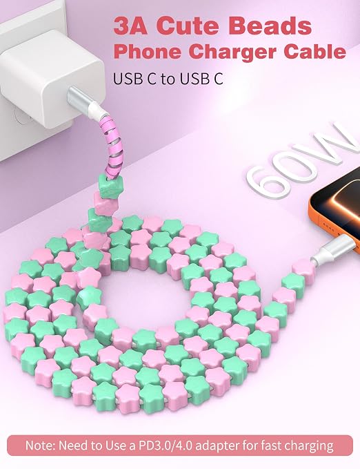 Pink-Green Star Beaded