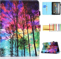 Smart Case for Amazon Fire HD 8 2024 2022 2020 12th/10th Gen Fire HD 8 Plus Case Techcircle Slim Folio Stand Magnetic Flip Cover with Card Slots+Pen Holder Auto Sleep/Wake Colorful Forest