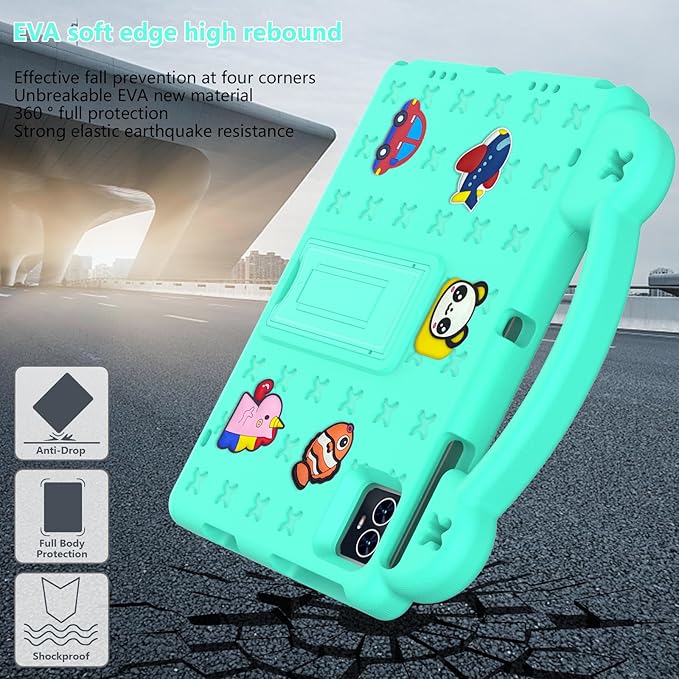 for Revvl Tab 2 Case (2025) EVA Shockproof Tablet Cover with Stand Handle Shoulder Strapfor Tmobile Revvl Tab 2 Tablet Case 10.1'' Green