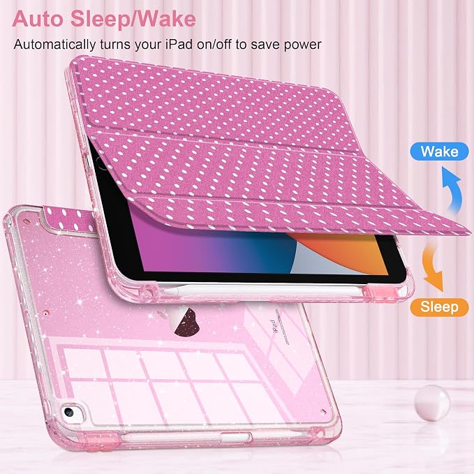 Rose Pink & White Polka Dots