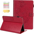 Case for Kindle Fire HD 10 &amp HD 10 Plus 10.1 (13th/11th Generation 2023/2021) Stand Embossed PU Leather Magnetic Wallet Cover with Pencil Holder/Pockets [Auto Wake/Sleep] Red Butterfly