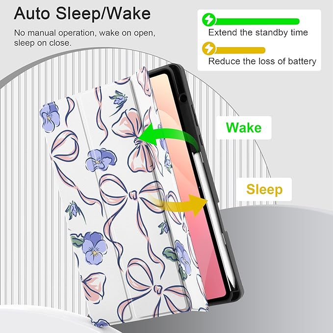 DONGKE Case for Samsung Galaxy Tab S11 5G 11 2025 Model (SM-X730/X736B) Slim Lightweight Trifold Stand Cover with S Pen Holder Auto Sleep/Wake Soft TPU Shockproof Back Pansies Flower