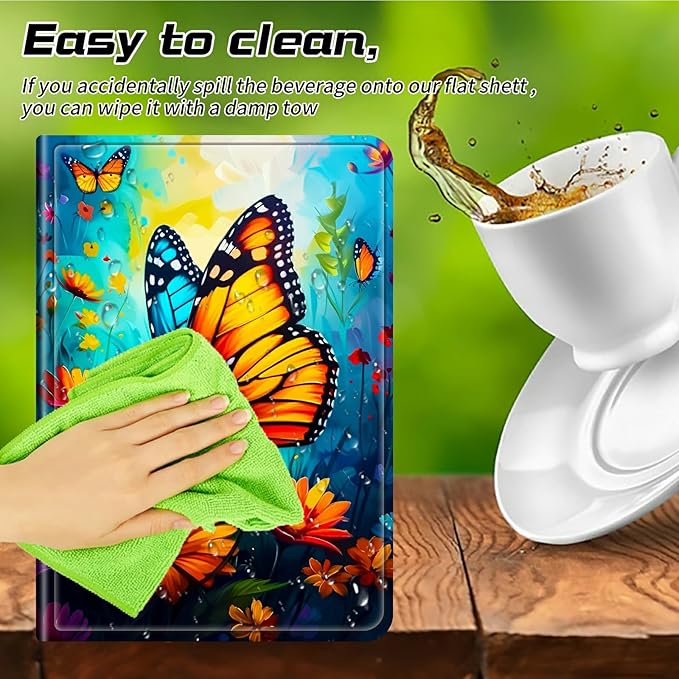 Universal Tablet Case for Walmart Onn 11 Inch Pro 2024 Model 100146660 360 Degree Rotating Kickstand Protective Stand Case with Multiple Viewing PU Leather Shell Butterfly Blue Sky