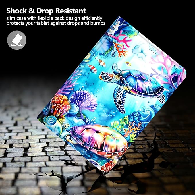 Case for iPad Pro 11 Inch Case (2024 Model 5th Gen) PU Leather Smart Protective Cover with Auto Sleep/Wake for iPad Pro 11 2024Watercolor Turtle