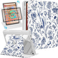 Kidcube for Kindle Fire HD 10/10 Plus Tablet Case - 13th/11th Generation (2023/2021) 10.1 Women Girls Cute Girly Pretty Floral Rotating Stand Pencil Holder Folio Cases for Amazon Fire HD 10/10 Plus