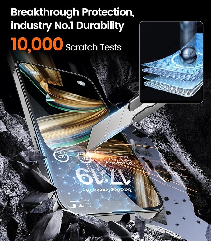 EZ-GLAZ-4 Pack for iPhone 14 Plus/iPhone 13 Pro Max Privacy Screen Protector[6.7] 9H+ Hardness 12FT Military Grade Shatterproof Long Durable Tempered Glass Film with Flawless Fit BoxScratch Resistan