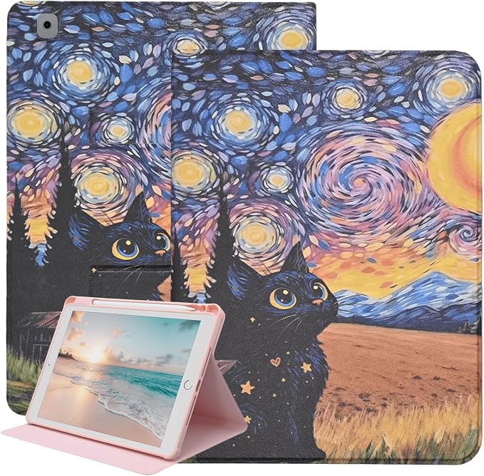 Starry Sky with Cute Cat