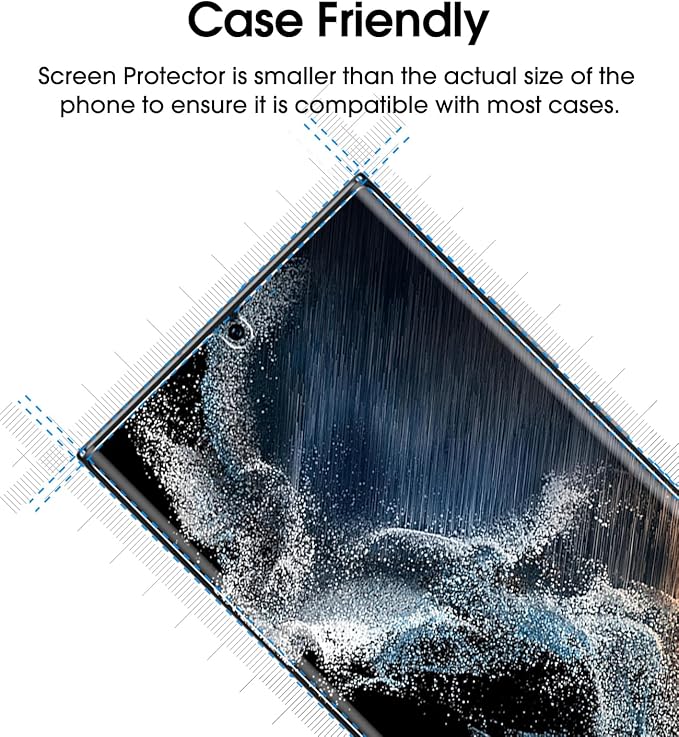 amFilm 3D Curved Tempered Glass for S22 Ultra Screen Protector Samsung Galaxy 5G 6.8 Inch Fully Compatible with UltraSonic Fingerprint Scanner and S Pen Upgraded Easier UV Gel Application(2 Pack)