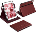 DTTO for iPad 6th / 5th Generation 9.7 Inch (2018/2017) iPad Air 2 / Air 1 Case 360 Degree Rotating Premium Leather Folio Stand Cover with Pencil Holder Burgundy Red
