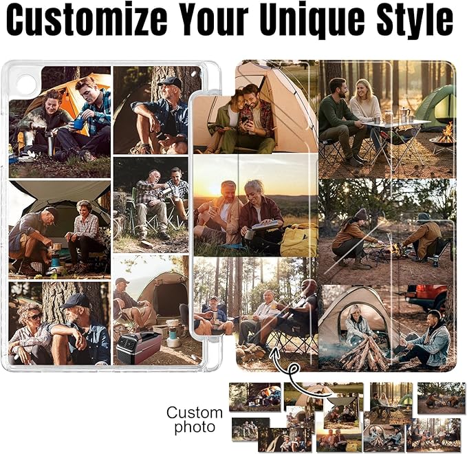 Custom Pictures Personalized Case for Samsung Galaxy Tab A8 10.5 inch(2021) Built-in Pencil Holder Customized Photo Galaxy Tablet Case with Shockproof Protective Cover Clear PC Back Shell