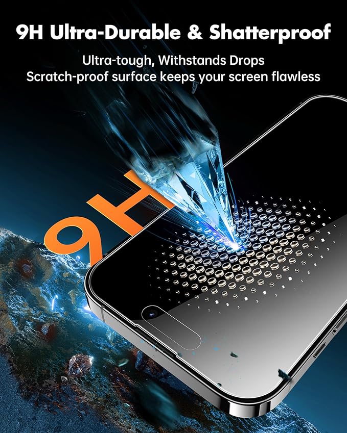 UNBREAKcable 4PCS Screen Protector for iPhone 14 Pro Max - 2 Privacy Tempered Glass+2 Clear Glass Double Shatterproof [Installation Frame] [9H Hardness] [Case Friendly] Anti-Scratch iPhone 6.7 inch