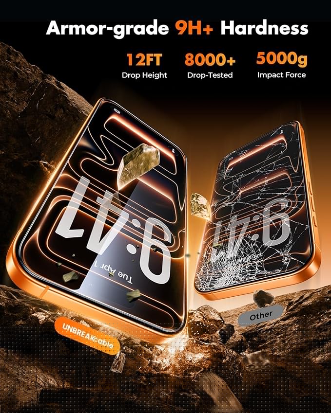 UNBREAKcable for iPhone 17 Pro Max Screen Protector [Quick-Installation Box] 3-Pack 9H+ Hardness Shatterproof Tempered Glass [99.99% HD Clear] [Case Friendly] [Bubble Free] for iPhone 17 Pro Max 6.9