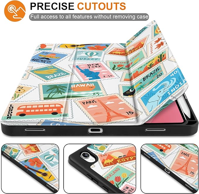 DONGKE Case for Samsung Galaxy Tab S11 5G 11 2025 Model (SM-X730/X736B) Slim Lightweight Trifold Stand Cover with S Pen Holder Auto Sleep/Wake Soft TPU Shockproof Back Post Stamps
