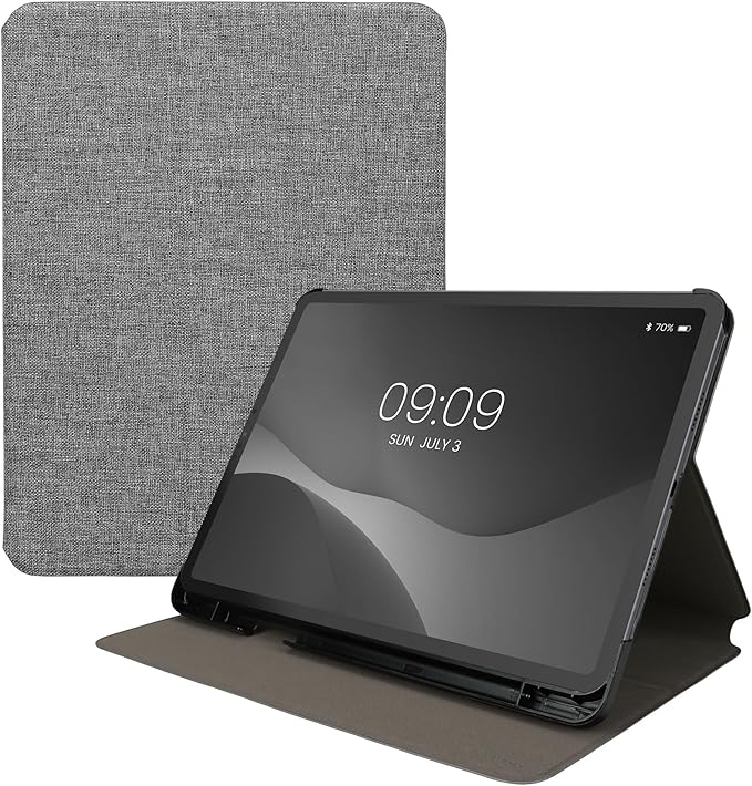 kwmobile Case Compatible with Apple iPad Air 11 (6. Gen 2024) / Air 4/5 / iPad Pro 11 (2020/2021/2022) - Slim Book Style Tablet Cover with Stand Feature - Grey