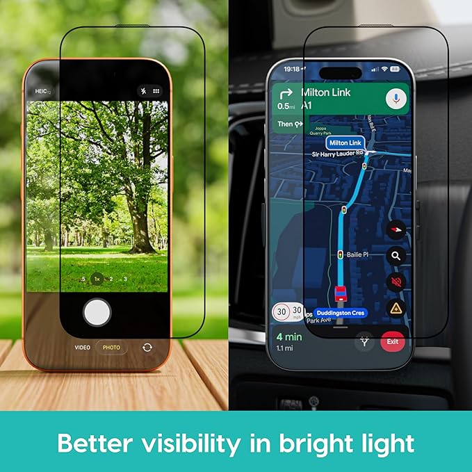 Astropad Fresh Coat Anti Reflective Screen Protector for iPhone 15 Pro Max 75 Percent Less Glare Preserves iPhone AR Display 9H High Alumina Glass Edge to Edge Fit Easy Bubble Free Install
