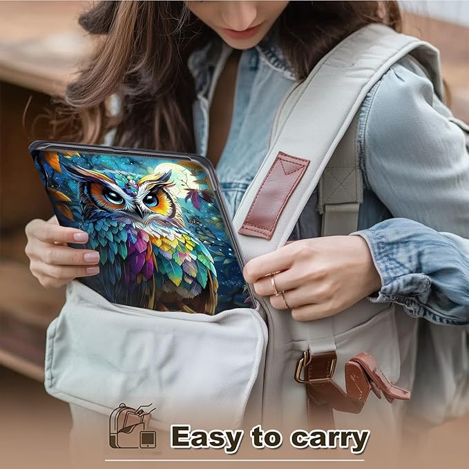 Case for Amazon Fire HD 10 and 10 Plus Tablet (13th/11th Gen 2023/2021 Release) Multi-Angle Viewing Leather Smart Stand Back Cover with Auto Sleep Wake Owl