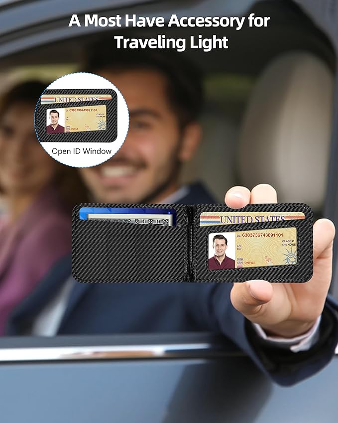 ExtreLife 2-in-1 Magsafe Wallet Adjustable Stand and Open ID Window Magnetic Wallet for iPhone 17/16/15/14 Pro Max/14 Pro/14/14 Plus/13/12 Series 9 Cards Black Carbon Fiber