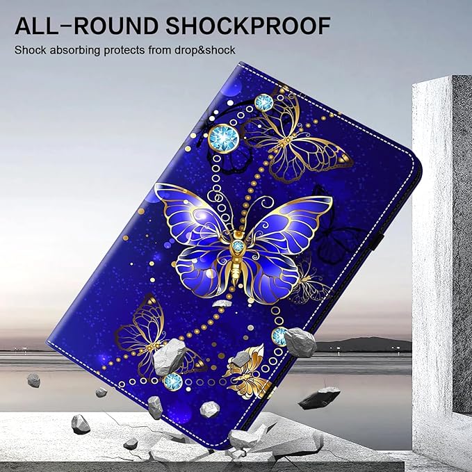 Case for Amazon Kindle Fire Max 11 Tablet (13th Generation 2023 Release) Stylus Holder Shockproof Wallet Leather Cover for Fire Max 11 Case Diamond Butterfly