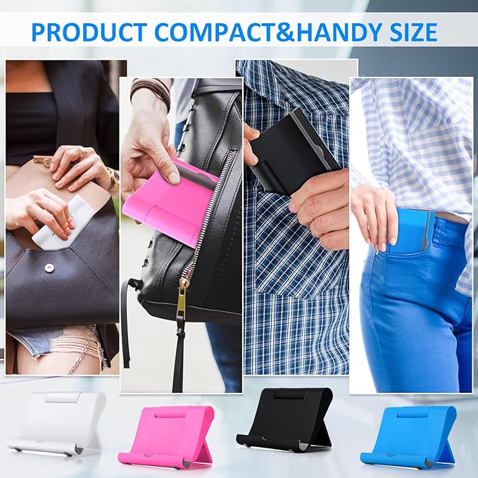 Wenqik 36 Pcs Cell Phone Stands Foldable Tablet Mobile Stand Adjustable Multi Angle Tablet Holder Compatible with Phone 15 14 13 12 11 Pro Xs Xs Max XR 8 (BlackWhitePinkBlue)