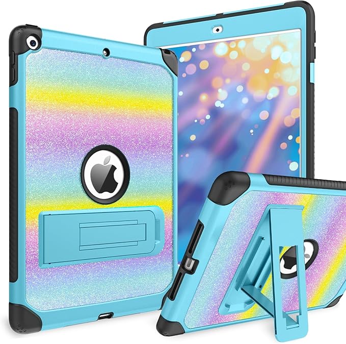 BENTOBEN for iPad 9th Generation Case iPad 8th Generation Case iPad 7th Generation Case iPad 10.2 2021/2020/2019 Case Glitter Sparkly 3 Layers Shockproof Kickstand Protective Tablet Cover Rainbow