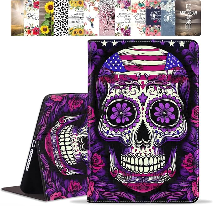 American Flag Purple Flower Skull