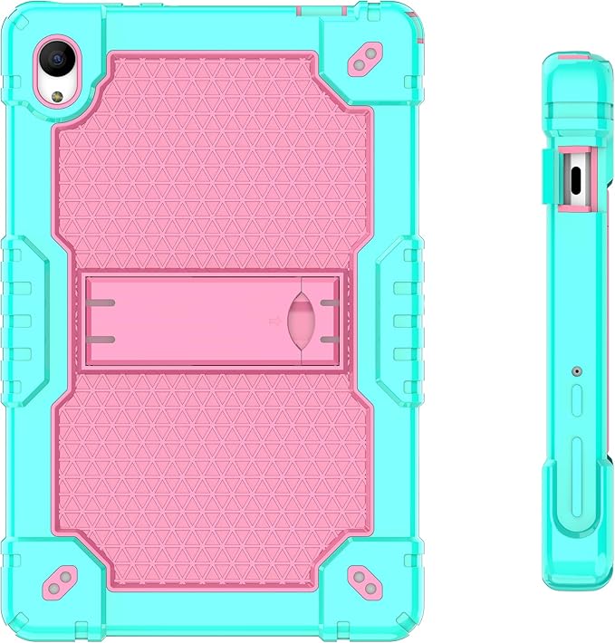 Deomoil for Urao C107/Jeazans OC101/C107 10.1 inch Tablet Hybird Case with Stand with 2 PCS Screen Protector for HiGrace C107/ZOFYWNAS C107/Freeski C107/Pswarfd 10.1 inch Tablet (Green/Pink)