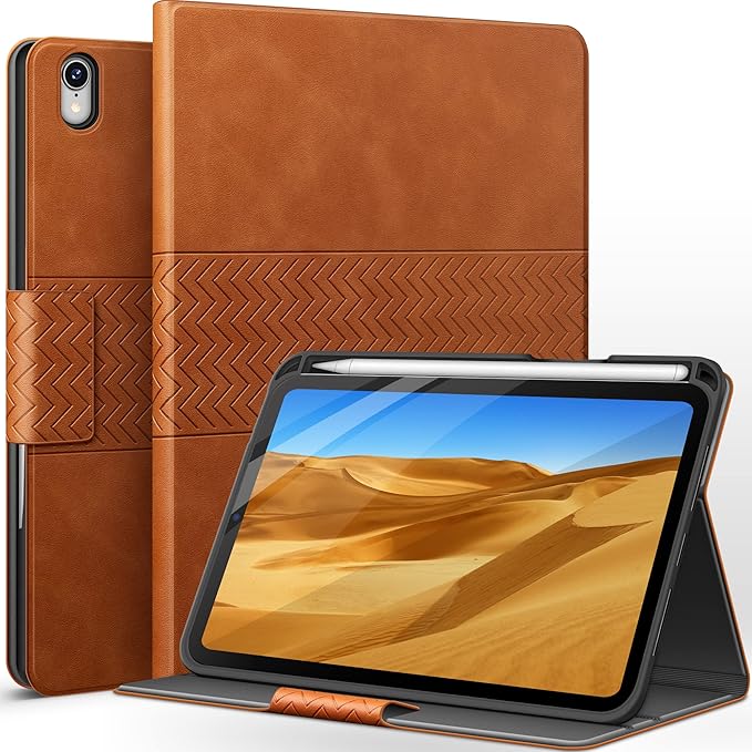 auaua Case for iPad mini 7 (A17 Pro 2024) / iPad mini 6 Case (2021) 8.3 inch with Pencil Holder Multiple Viewing Angles Magnetic Closure Auto Sleep/Wake (Brown)