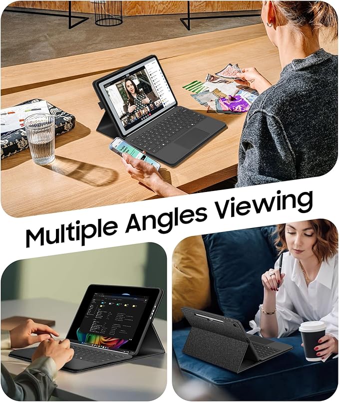 FINTIE Protective Case for Microsoft Surface Pro 12 Inch (2025) Multi-Angle Viewing Portfolio Business TPU Back Cover with Pocket &amp Stylus Holder Compatible with Type Cover Keyboard (Black)