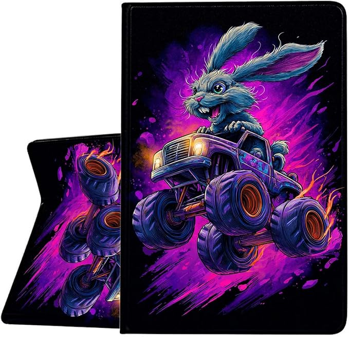 Case for Samsung Galaxy Tab A11 / Tab A9 8.7-Inch 2025/2023Slim Protective LeatherAuto Wake/SleepAdjustable Viewing Angle Stand.Rabbit in Monster Truck