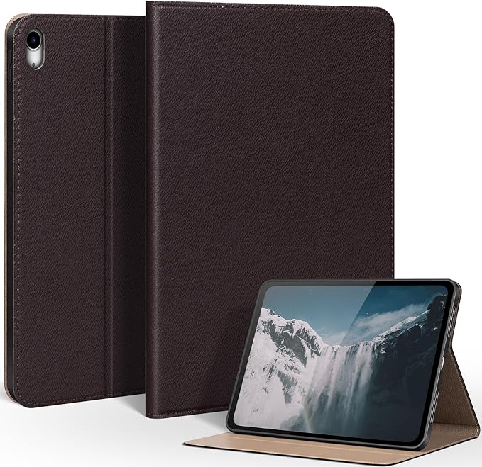 Case for iPad A16 11th Gen 11 InchiPad 10th Gen. 10.9 InchLeather Folio Cover with Auto Wake/Sleep Adjustable Stand Shockproof and Multiple View Angles Protection Case-Dark Brown