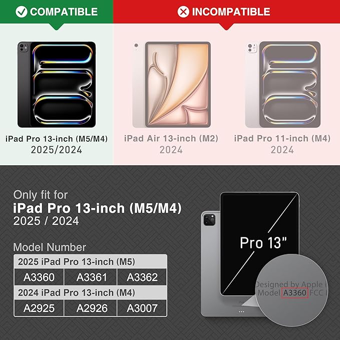 KingBlanc Case for iPad Pro 13 inch (M5 2025/M4 2024) with Pencil Holder Vegan Leather Stand Cover Auto Sleep/Wake Support Pencil Pro/(USB-C) Viewing/Writing Angles Vintage Notebook Style Black
