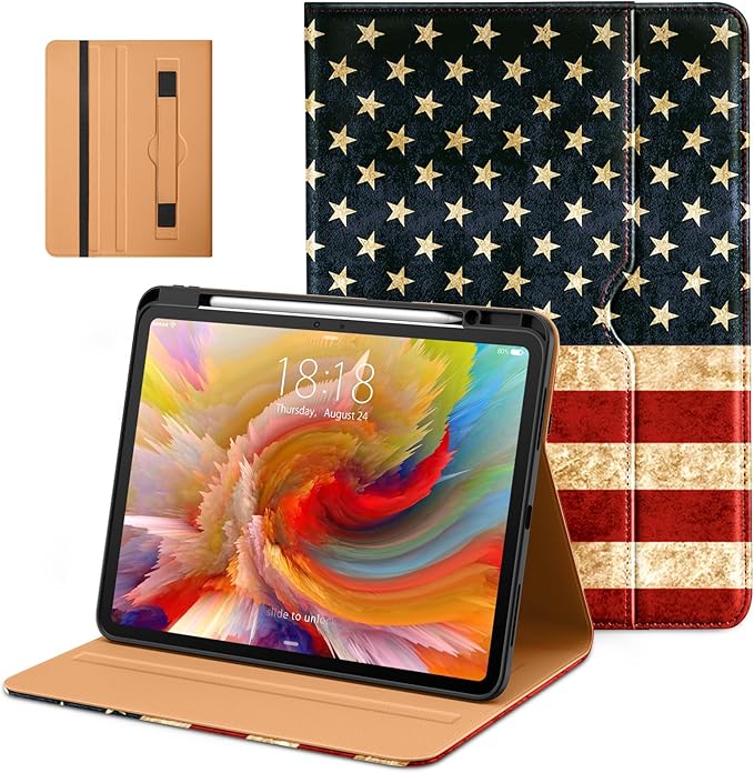DTTO for iPad Pro 13 inch Case (M5/M4) 2025/2024 Premium Leather Business Folio Stand Cover with Pencil Holder - Auto Wake/Sleep &amp Multiple Viewing Angles Built in Hand Strap &amp Pocket US Fl
