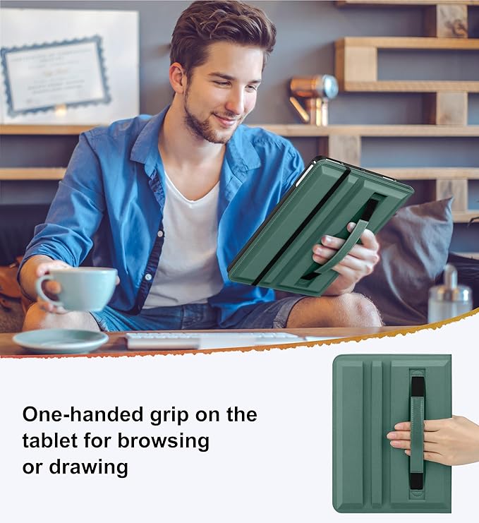 DTTO for iPad 6th / 5th Generation 9.7 Inch (2018/2017) iPad Air 2 / Air 1 Case 360 Degree Rotating Premium Leather Folio Stand Cover with Pencil Holder Midnight Green2