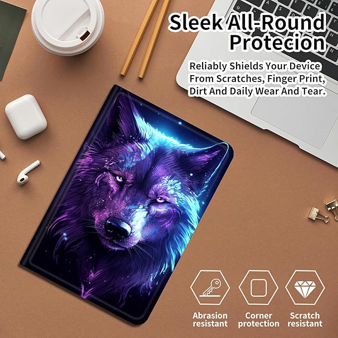 Case for iPad 10.5/iPad Air 3rd Generation 2019 / iPad Pro 2017 PU Leather Smart Protective Cover with Auto Sleep/Wake for iPad Air 3rd 10.5Purple Wolf