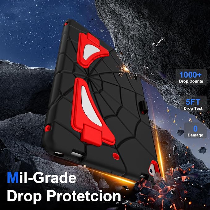iPad 10.2 Case-Black+Red