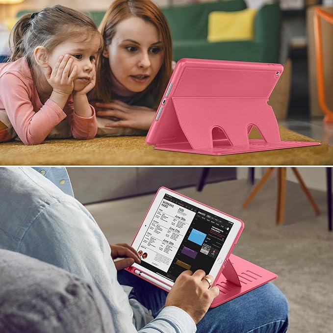 VIKESI Case for iPad 9th / 8th / 7th Generation 10.2 inch (2021/2020/2019 Released)Multiple Angles Magnetic Stand CoverShockproof BackPencil Holderand Auto Sleep/WakeWatermelon