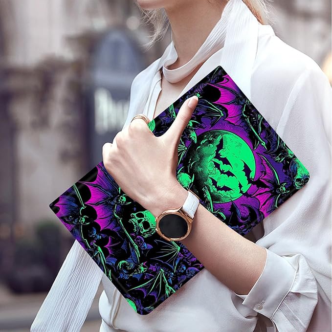Case for iPad (A16) 11th Generation 11 Inch (2025) for iPad 10th Generation Case 10.9 Inch (2022) - Slim Shockproof Shell PU Leather Stand Cover w/Auto Sleep Wake-Gothic Bats Skull Bone Horror