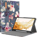 Fintie Case for Samsung Galaxy Tab S8 Plus 2022/S7 FE 2021/S7 Plus 2020 12.4 Inch with S Pen Holder Multiple Angle Portfolio Cover with Pocket Auto Sleep/Wake Hibiscus