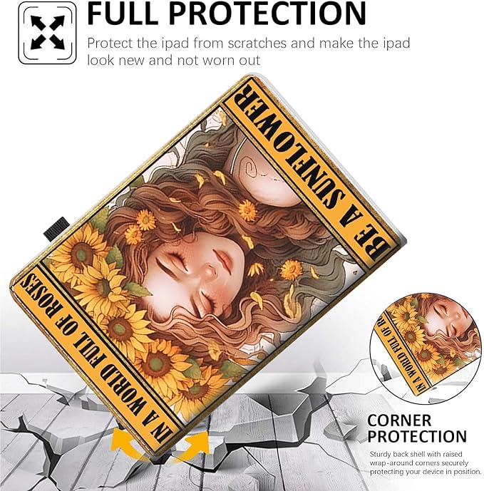 Case Fits Amazon Kindle Fire HD 8 &amp 8 Plus Tablet (12th Generation/10th Generation 2022/2020 Release) 8 Multi-Angle Smart Stand Cover Auto Sleep/WakeSunflower Girl