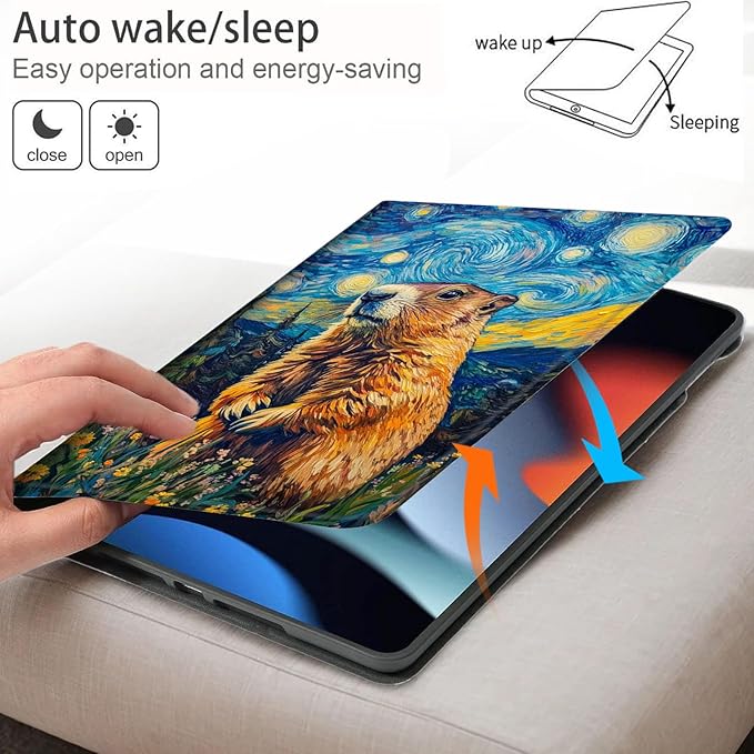 Bxgolkgd Tablet Case for 6 Kindle 11th Generation (2024/2022 Release)Shockproof Stand Cover with Heat DissipationAuto Wake/Sleep FunctionGroundhog Starry Night