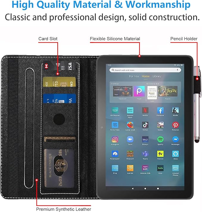 Case for All-New Amazon Fire Max 11 Tablet (11 Inch 13th Generation 2023 Release) with Card Slot &amp Auto Sleep/Wake - Slim PU Leather Stand Folio Cover Floral Quote Bible Verse Psalm 46:5