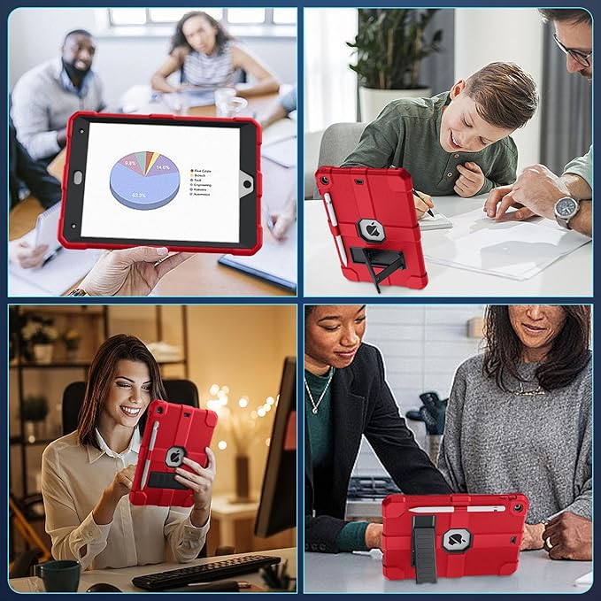 Case for iPad 9th/8th/7th Generation 2021/2020/2019(10.2 inch) Heavy Duty Shockproof Rugged Protective 10.2 Cover with Built-in Stand for iPad 9 8 7 Gen(Black+Red)