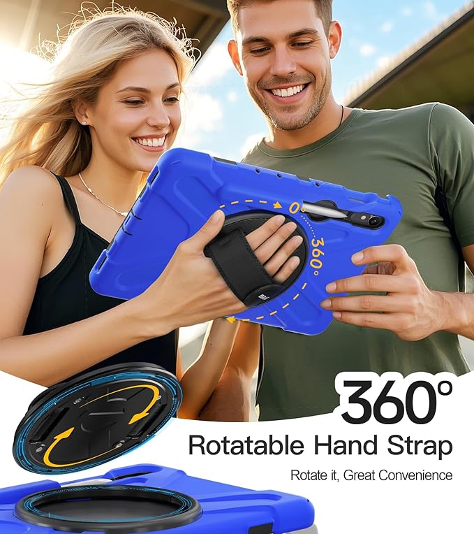 BRAECN Case for Samsung Galaxy Tab S10 Lite/S10 FE/S9 FE 5G 10.9&amp S9/S8/S7 11Heavy Duty Shockproof Silicone Cover with 360 Rotating Stand &ampHand Strap Kickstand Shoulder Strap S Pen Holde