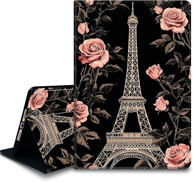Bxgolkgd Tablet Case for 7 Kindle Paperwhite 2024 (12th Gen) &amp Kindle Colorsoft Signature EditionAuto Wake/Sleep FunctionParis Eiffel Tower Rose