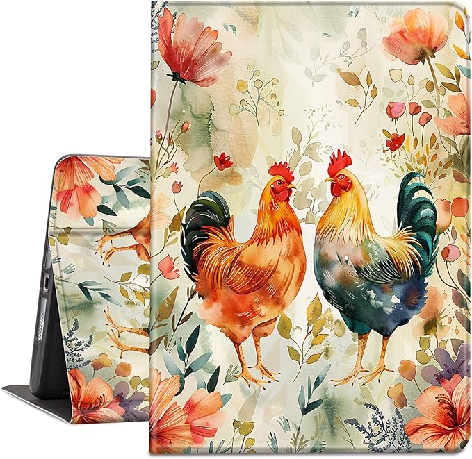 Case for Kindle Paperwhite 12th Generation 7 &amp Kindle ColorSoft Signature Edition PU Leather Protective Cover with Auto Sleep/Wake for Kindle Paperwhite 2024 – Watercolor Chicken