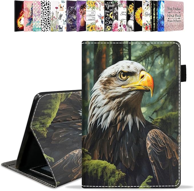 Case for All-New Amazon Kindle Fire HD 10 &amp 10 Plus Tablet 10.1 (13th/11th Generation 2023/2021 Release) - PU Leather Folio Case with Smart Auto Wake/Sleep Bald Eagle