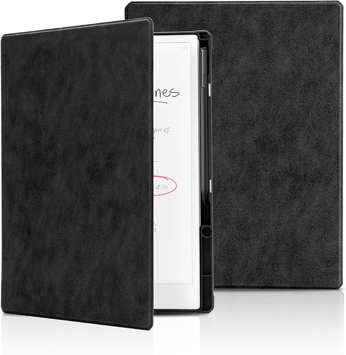 11.8 Case for Remarkable Paper Pro Color Tablet 2024 Released with Pen Holder Nib Storage Auto Wake/Sleep Ergonomic Design for Book Folio Lightweight Hard Protective Cover (Black)
