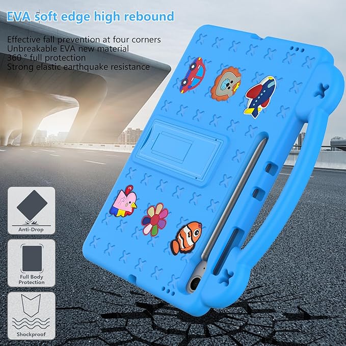 Compatible with Samsung Galaxy Tab S11 X730/X736 2025 11 inch Tablet Case Kids Friendly Universal Lightweight Shockproof Protective Case with Shoulder Strap &amp Stand Handle Sky Blue