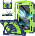 for Galaxy Tab A11+ Plus/A9+ Case 11” Rugged Case for Samsung Galaxy A11 Plus/ A9 Plus Tablet with 360 Rotating Stand Screen Protector Shoulder Strap Pen Holder 2025/2023 Model Navy Green