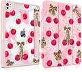 Case for iPad Pro 11 Inch (M5 2025 M4 2024) – [Built-in Pencil Holder] Shockproof &amp Stylish Clear Hard Back + Soft TPU Edge Magnetic Trifold Stand Auto Wake/Sleep Cherry &amp Leopard